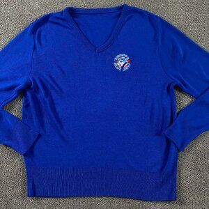 Vintage 80s Toronto Blue Jays Knit Sweater Men's Medium V Neck Acrylic Pullover